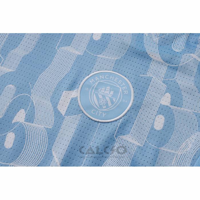 Tuta da Track Manchester City Manica Corta 2024-2025 Blu - Pantaloncini